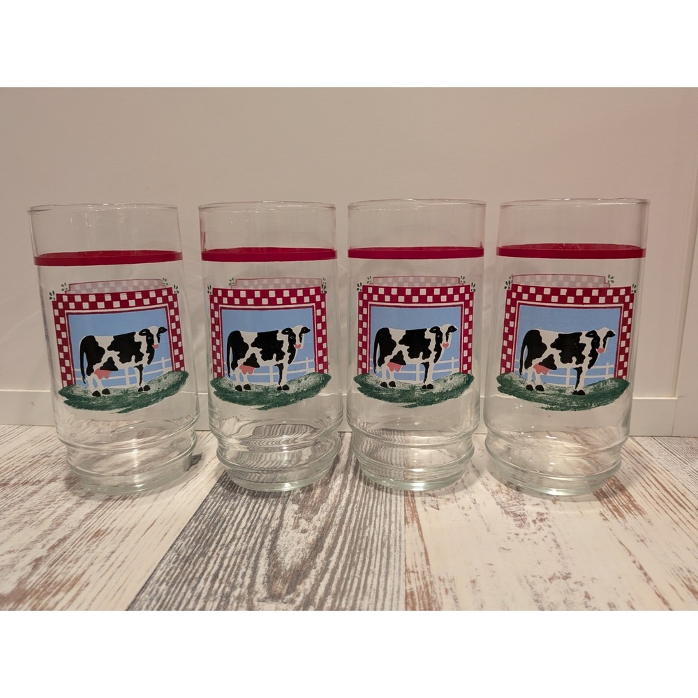 Fannie's Farm Cow Glass Tumbler 12 ounce Cottagecore Country Kitchen